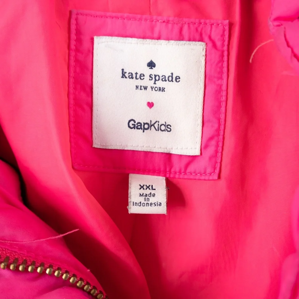 KATE SPADE X Gap Kids girl's neon hot pink puffer jacket size XXL
